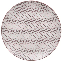 Gifi Lot de 4 assiettes plates porcelaine motif trait triangle multicolore Ø24cm