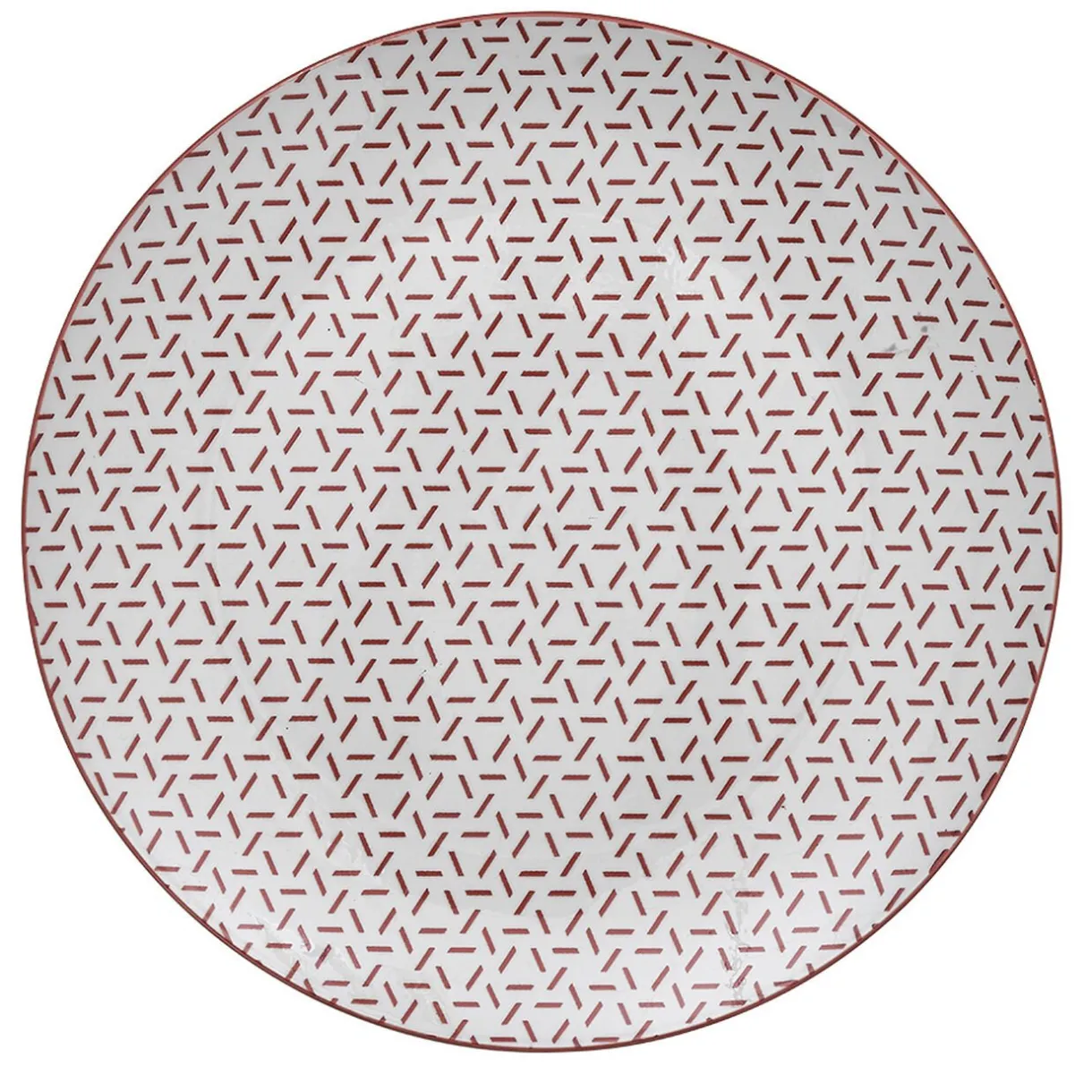 Gifi Lot de 4 assiettes plates porcelaine motif trait triangle multicolore Ø24cm