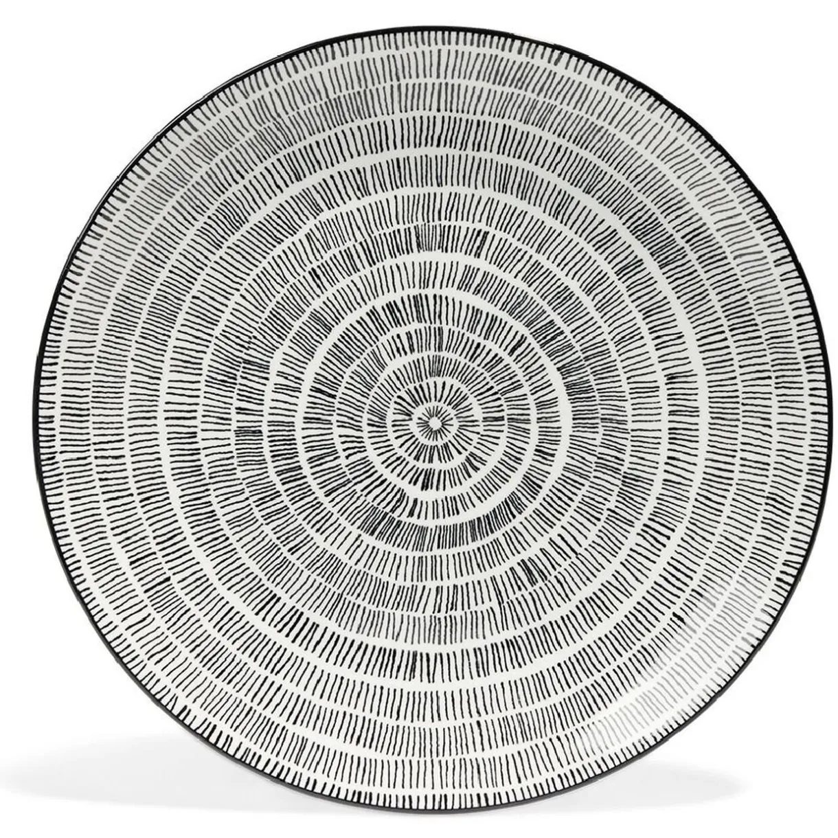 Gifi Lot de 4 assiettes plates Ø27cm porcelaine imprimé noir et blanc