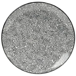 Gifi Lot de 4 assiettes plates Ø27cm porcelaine imprimé noir et blanc