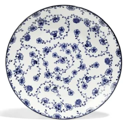 Gifi Lot de 4 assiettes plates Ø27cm porcelaine imprimé bleu et blanc