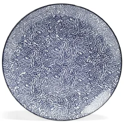 Gifi Lot de 4 assiettes plates Ø27cm porcelaine imprimé bleu et blanc