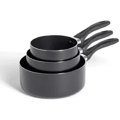 Gifi Lot de 3 casseroles tous feux sauf induction aluminium noir Ø14/16/20cm Online