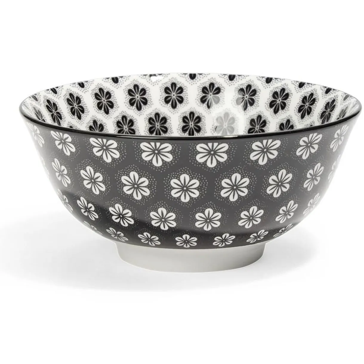 Gifi Lot de 4 coupelles 300ml porcelaine Ø15cm noir et blanc