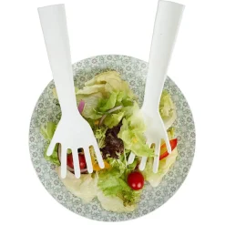 Gifi Lot de 2 couverts à salade forme main plastique blanc Clearance