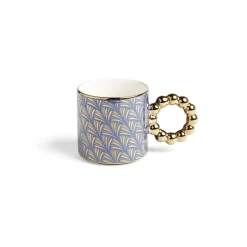 Gifi Lot de 2 mugs 30cl design chic bleu foncé et doré Discount