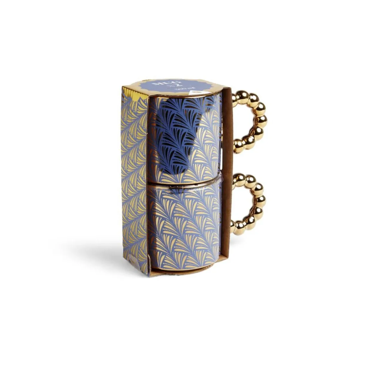 Gifi Lot de 2 mugs 30cl design chic bleu foncé et doré Discount