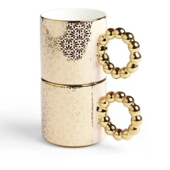 Gifi Lot de 2 mugs 30cl design chic rose et doré