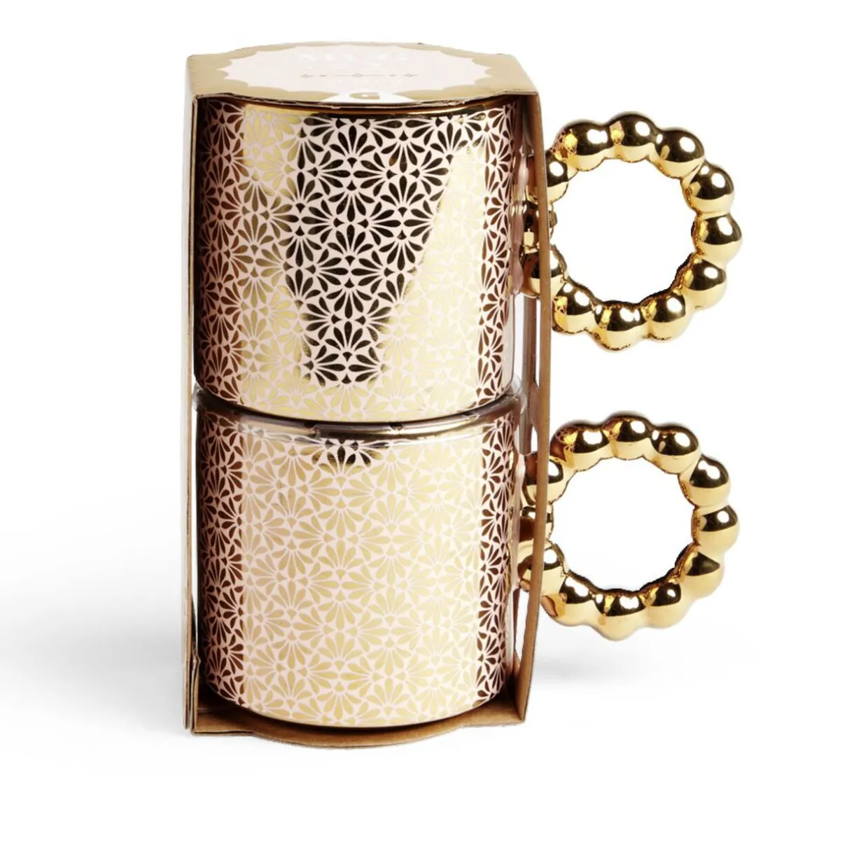 Gifi Lot de 2 mugs 30cl design chic rose et doré
