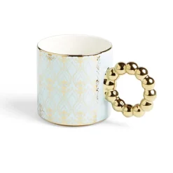 Gifi Lot de 2 mugs 30cl design chic bleu clair et doré