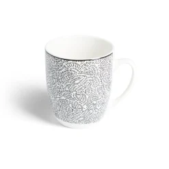 Gifi Lot de 4 mugs 200ml porcelaine Ø8,8x10,4cm noir et blanc
