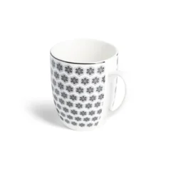 Gifi Lot de 4 mugs 200ml porcelaine Ø8,8x10,4cm noir et blanc