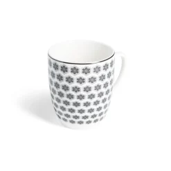 Gifi Lot de 4 mugs 200ml porcelaine Ø8,8x10,4cm noir et blanc