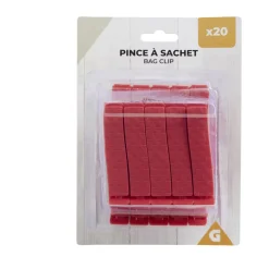 Gifi Lot de 20 pinces à sachet plastique rouge Hot