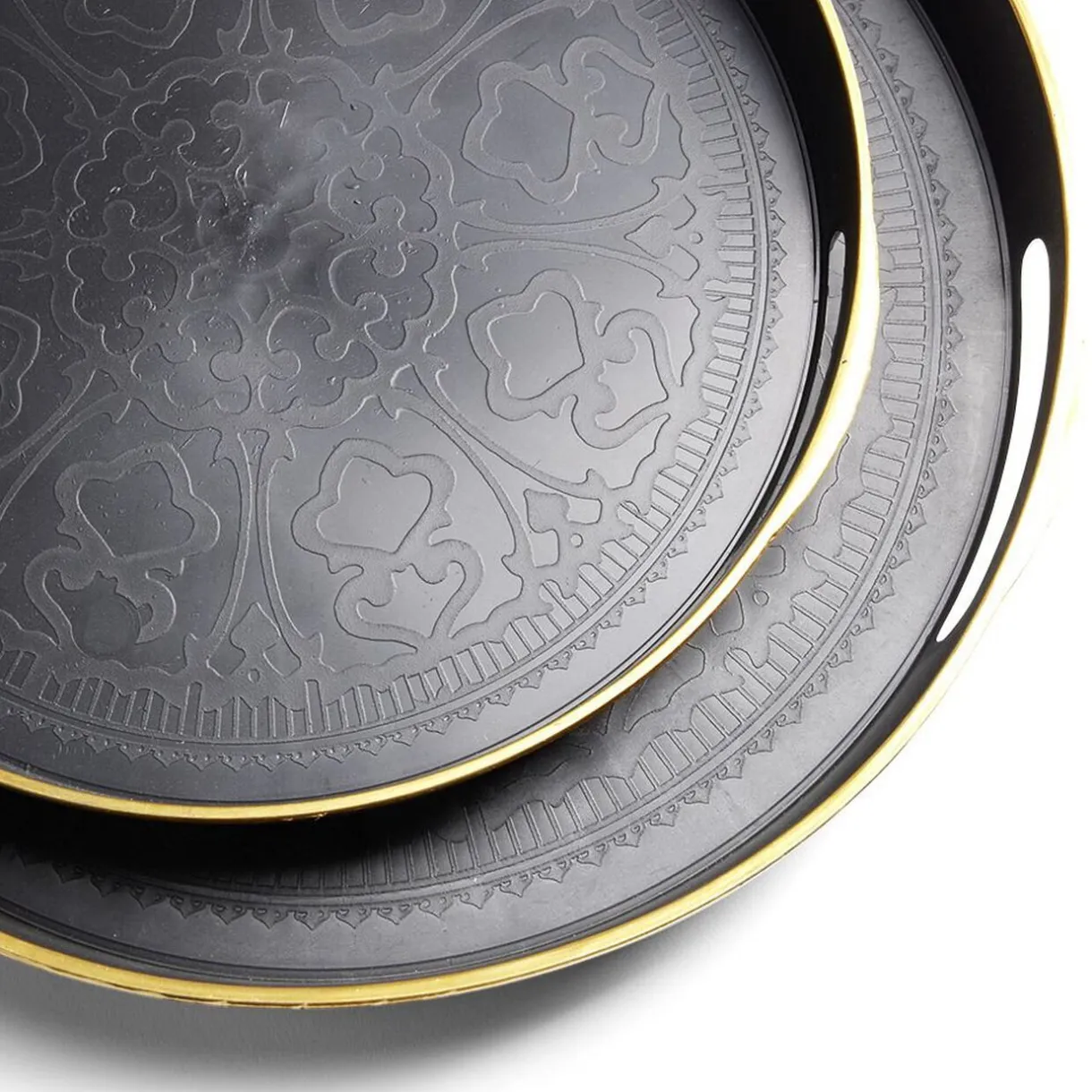 Gifi Lot de 2 plateaux Ø29cm et Ø36cm plastique noir Sale
