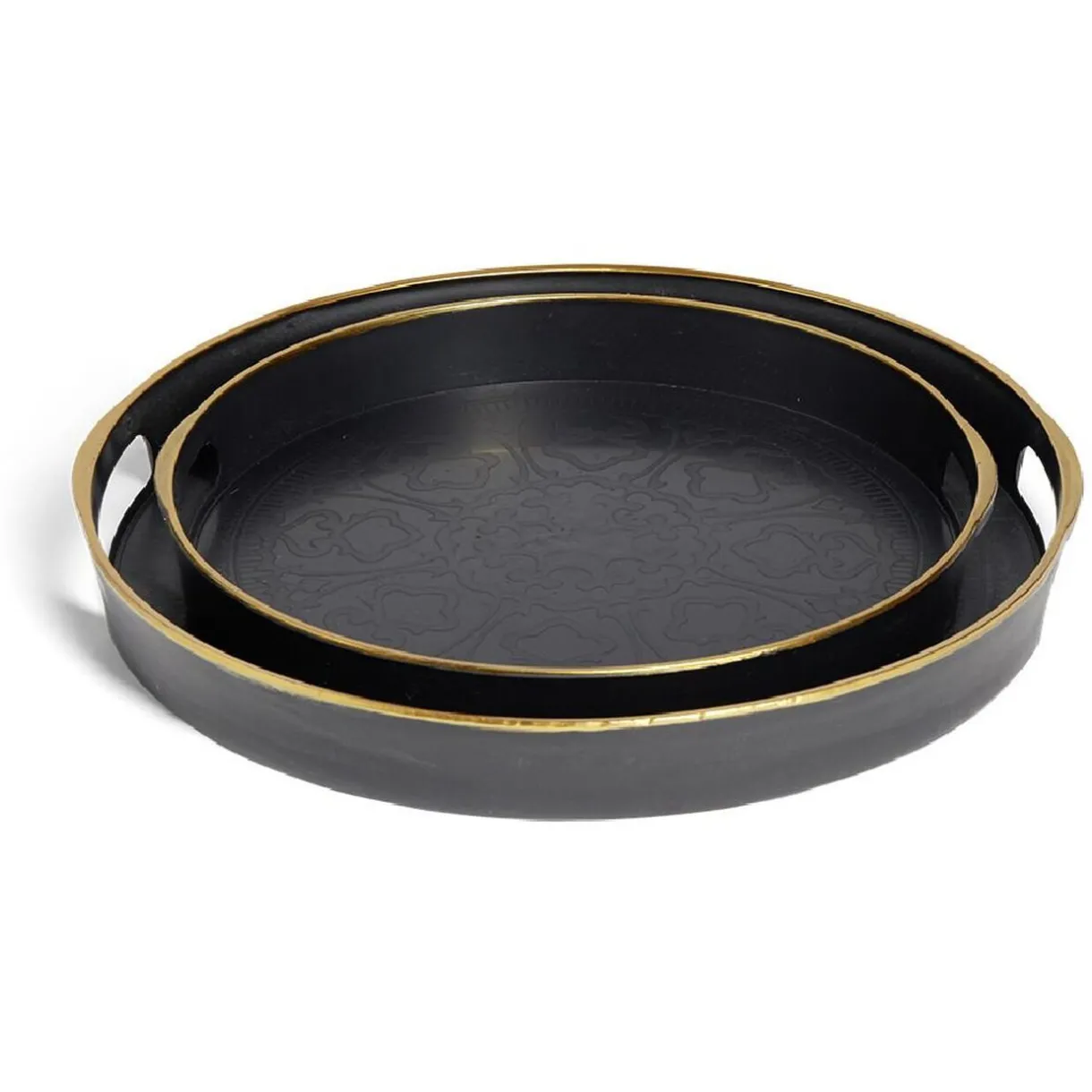 Gifi Lot de 2 plateaux Ø29cm et Ø36cm plastique noir Sale