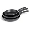 Gifi Lot de 3 poêles tous feux sauf induction aluminium noir Ø20/24/26cm Outlet