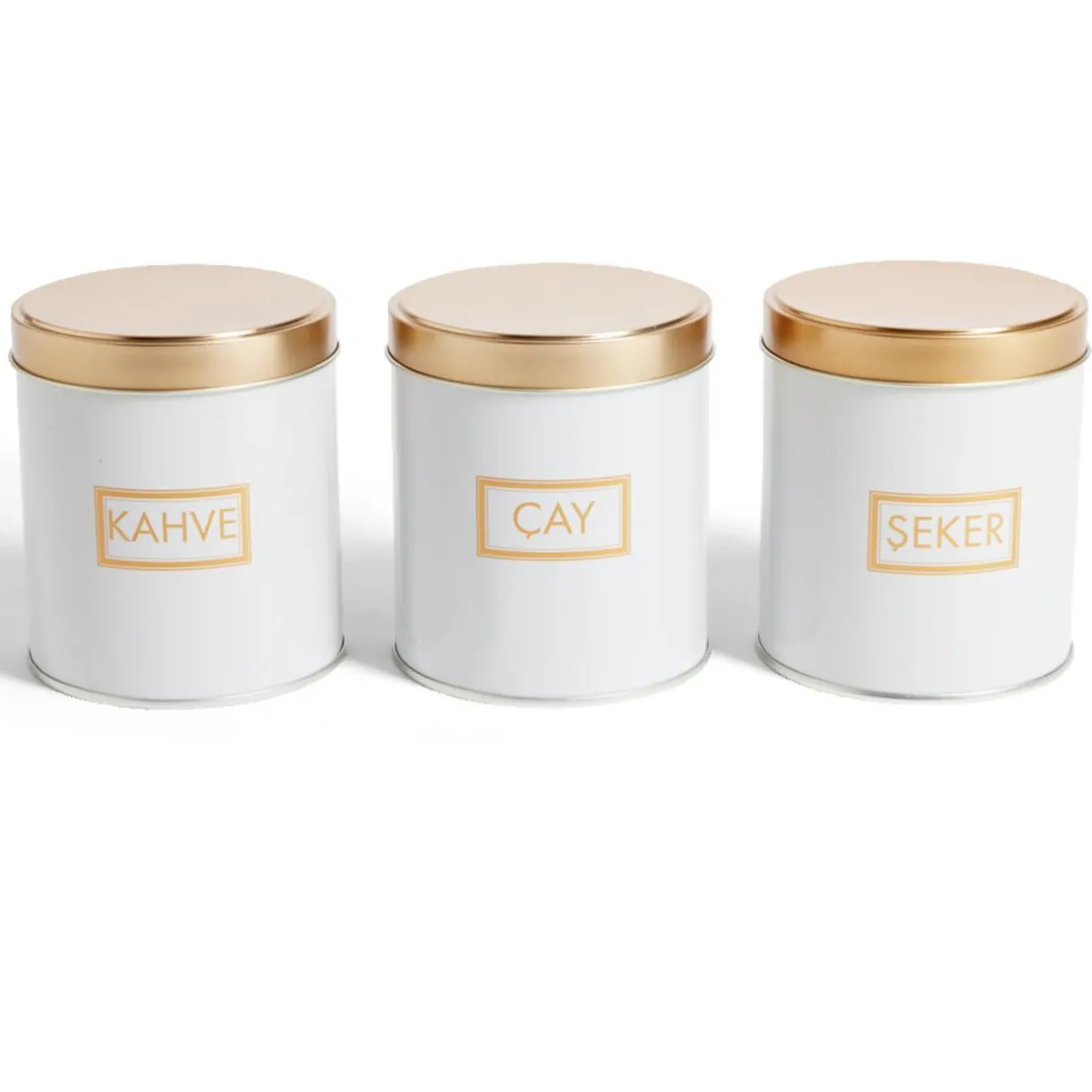 Gifi Lot de 3 pots à épices acier blanc et doré Ø9,9xH11,4cm Online
