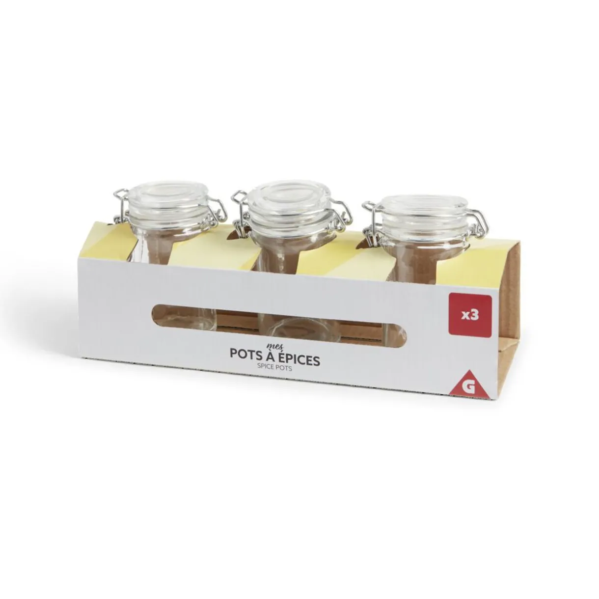 Gifi Lot de 3 pots à épices en verre