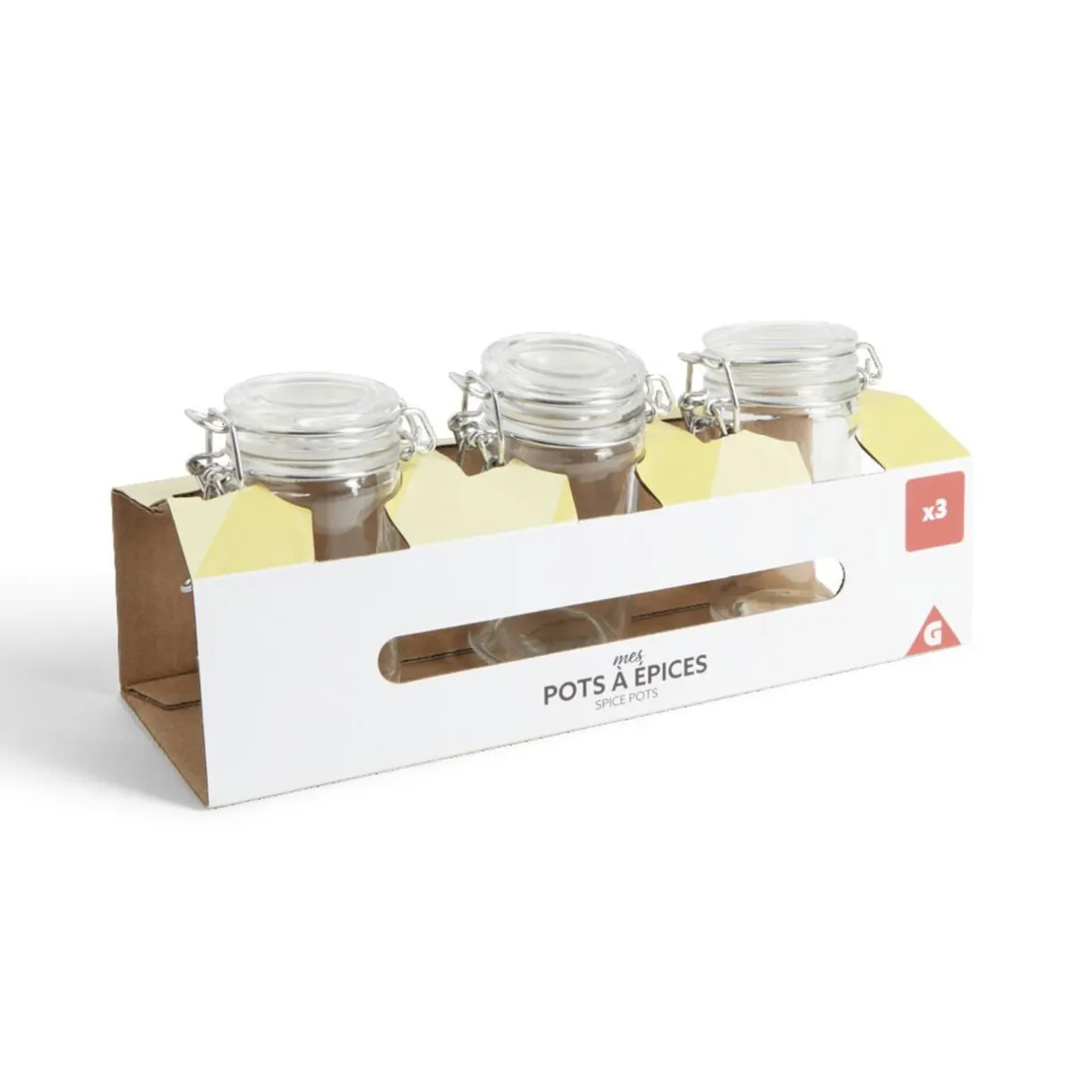 Gifi Lot de 3 pots à épices en verre