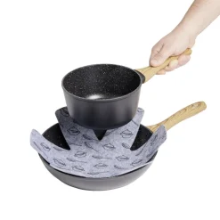 Gifi Lot de 3 protège-poêles Ø38cm polyester noir ou gris Sale