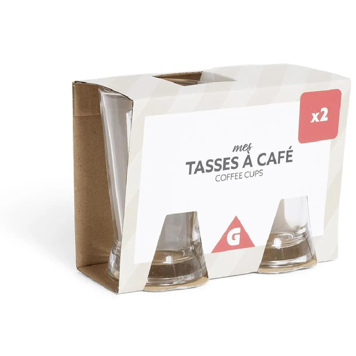 Gifi Lot de 2 tasses à café 170ml verre transparent New