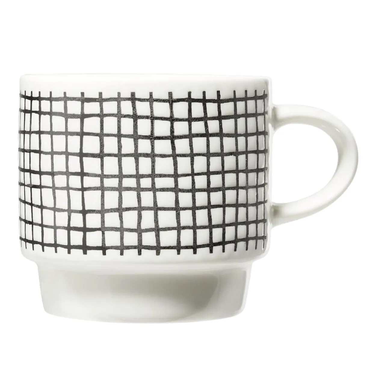 Gifi Lot de 4 tasses empilables 20cl porcelaine blanc et noir avec support métal Hot