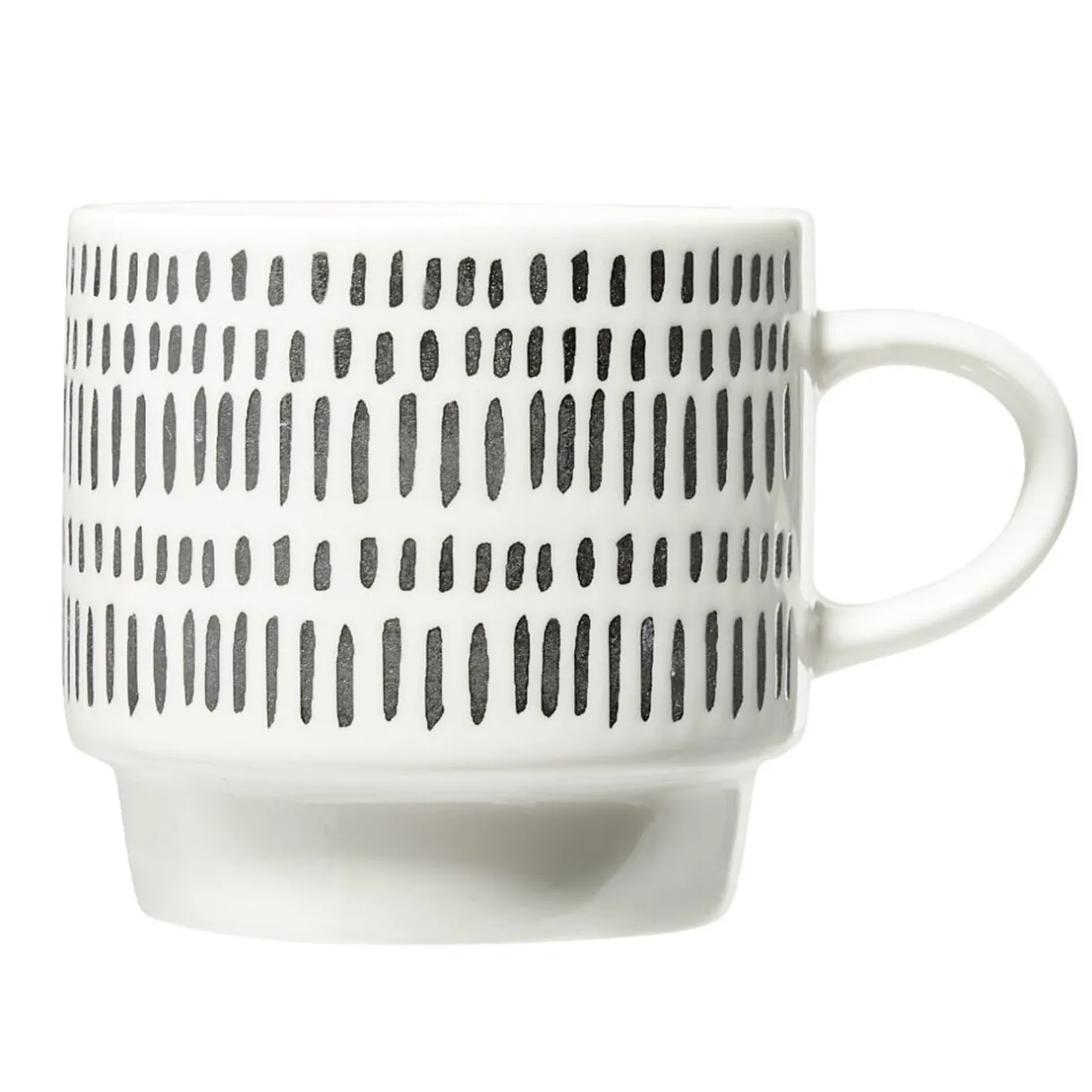Gifi Lot de 4 tasses empilables 20cl porcelaine blanc et noir avec support métal Hot