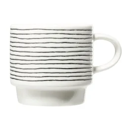 Gifi Lot de 4 tasses empilables 20cl porcelaine blanc et noir avec support métal Hot