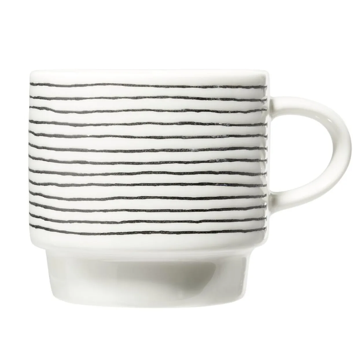 Gifi Lot de 4 tasses empilables 20cl porcelaine blanc et noir avec support métal Hot