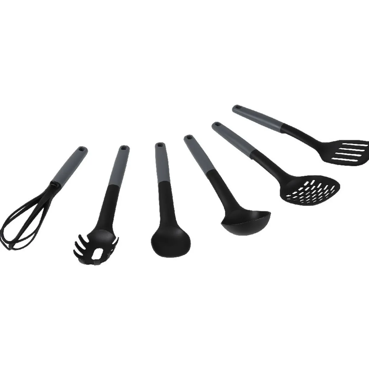 Gifi Lot de 6 ustensiles avec support noir gris