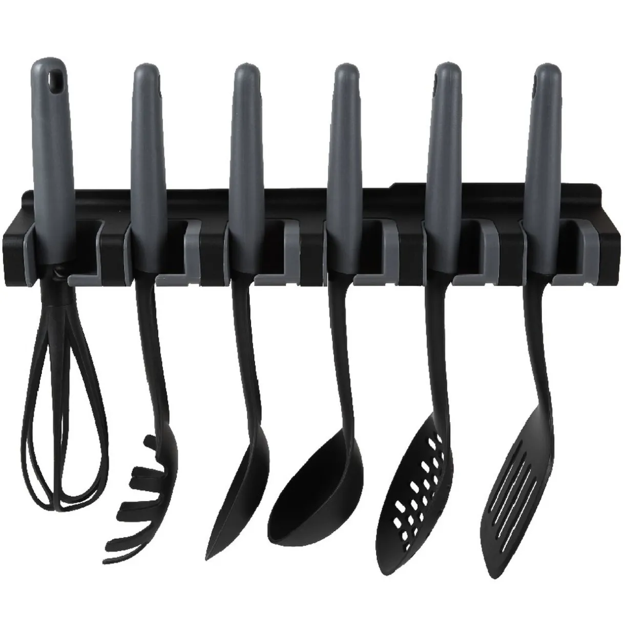 Gifi Lot de 6 ustensiles avec support noir gris