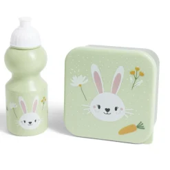 Gifi Lunchbox enfant 720ml avec gourde 350ml et sac de transport lapin vert New
