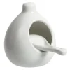 Gifi Main à sel + cuillère en céramique blanc