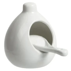 Gifi Main à sel + cuillère en céramique blanc