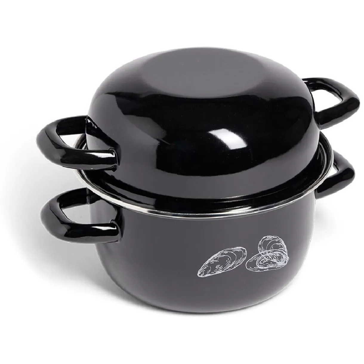 Gifi Marmite à moules avec couvercle Ø20,5cm acier noir Best