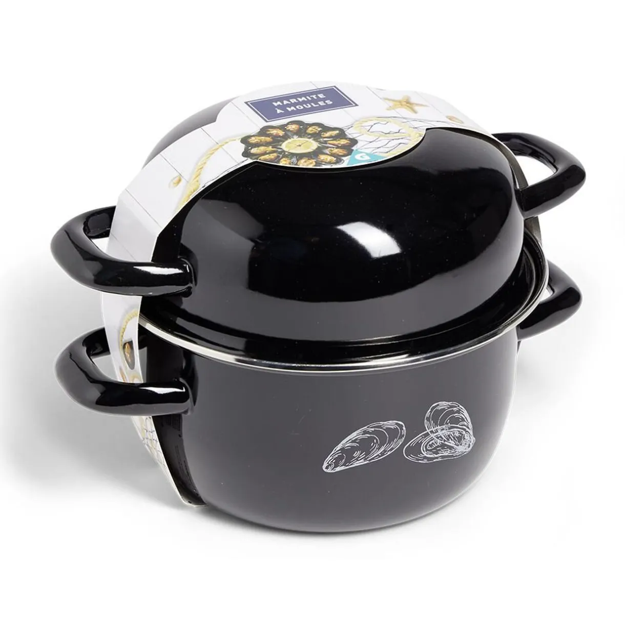 Gifi Marmite à moules avec couvercle Ø20,5cm acier noir Best