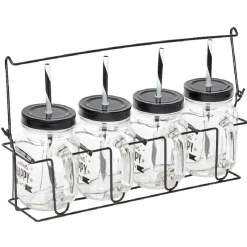 Gifi Mason jar "Happy" avec paille x4