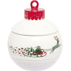 Gifi Mini bonbonnière en céramique décor Noël rouge blanc New