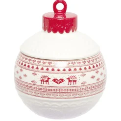 Gifi Mini bonbonnière en céramique décor Noël rouge blanc New
