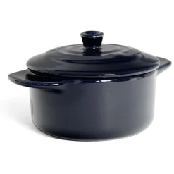 Gifi Mini cocotte individuelle en céramique avec couvercle - bleu ou noir Outlet