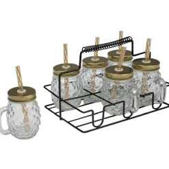 Gifi Mini gobelet en verre design ananas avec support métallique x6