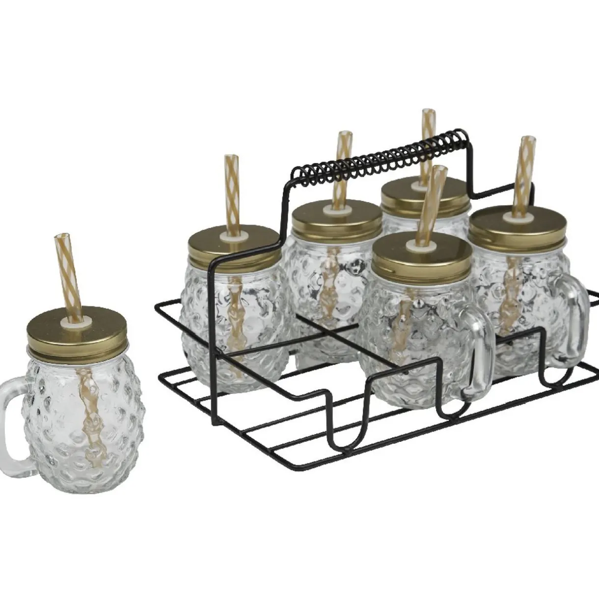 Gifi Mini gobelet en verre design ananas avec support métallique x6