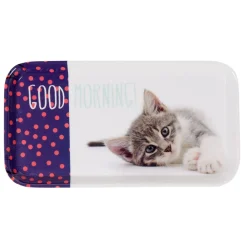 Gifi Mini plateau rectangulaire mélamine blanc violet déco chat Sale