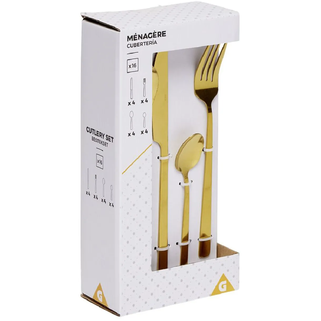 Gifi Ménagère 16 couverts inox doré