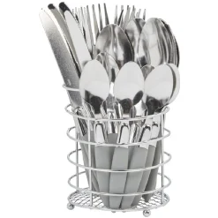 Gifi Ménagère 24 pièces gris et son panier