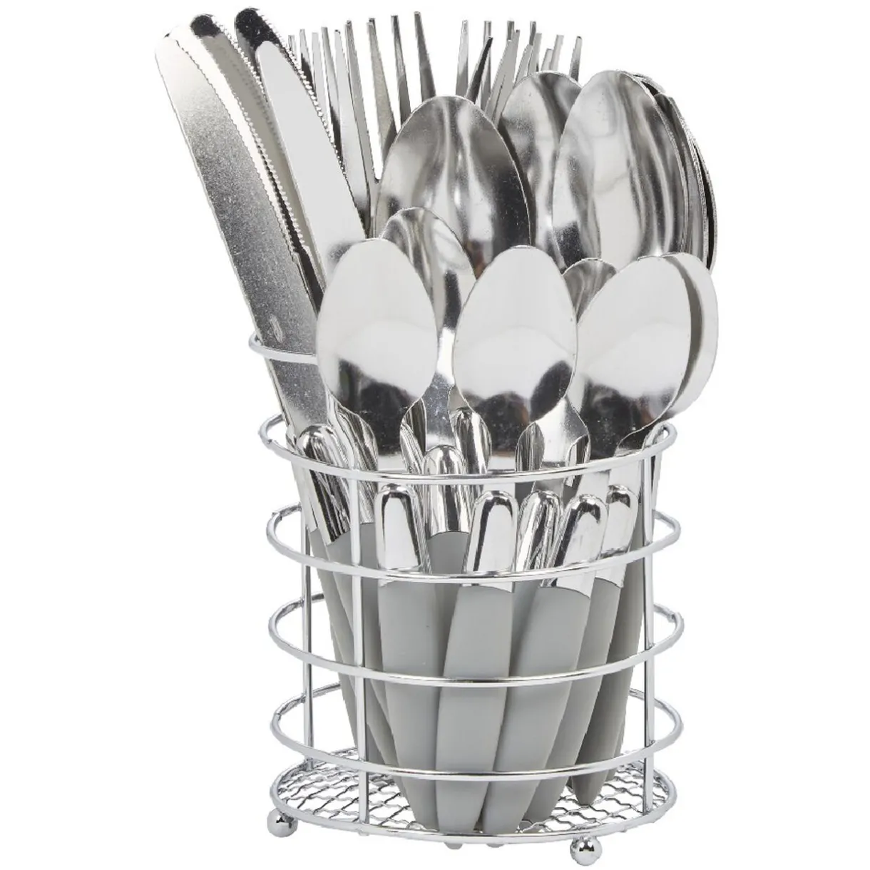 Gifi Ménagère 24 pièces gris et son panier
