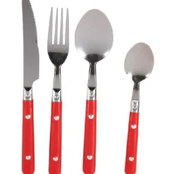 Gifi Ménagère 16 pièces inox manche plastique rouge