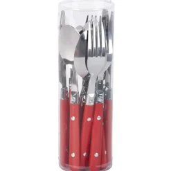 Gifi Ménagère 16 pièces inox manche plastique rouge