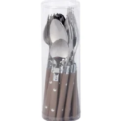 Gifi Ménagère 16 pièces inox manche plastique taupe